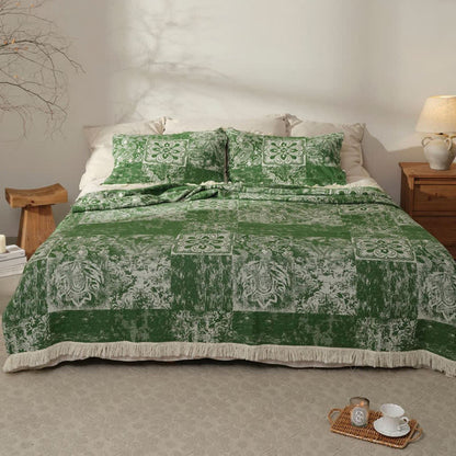Trapunta con nappe morbide in garza di puro cotone in stile etnico