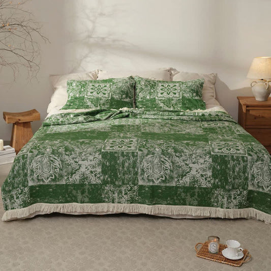 Trapunta con nappe morbide in garza di puro cotone in stile etnico