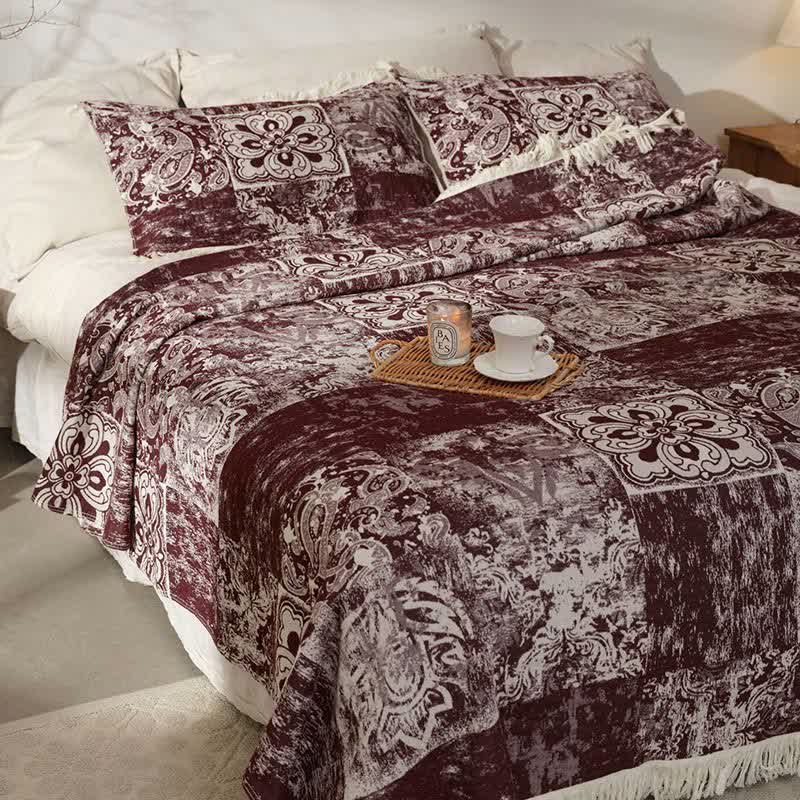 Trapunta con nappe morbide in garza di puro cotone in stile etnico
