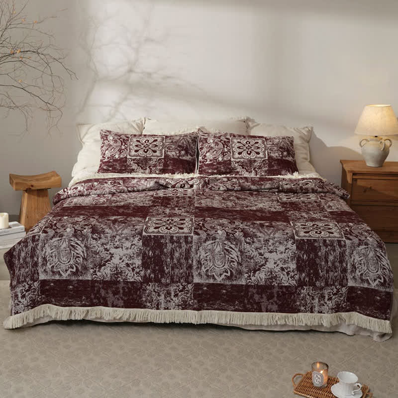 Trapunta con nappe morbide in garza di puro cotone in stile etnico