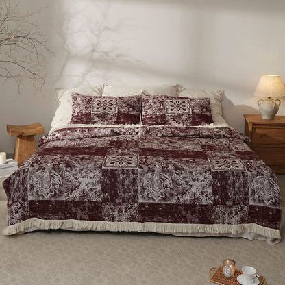 Trapunta con nappe morbide in garza di puro cotone in stile etnico