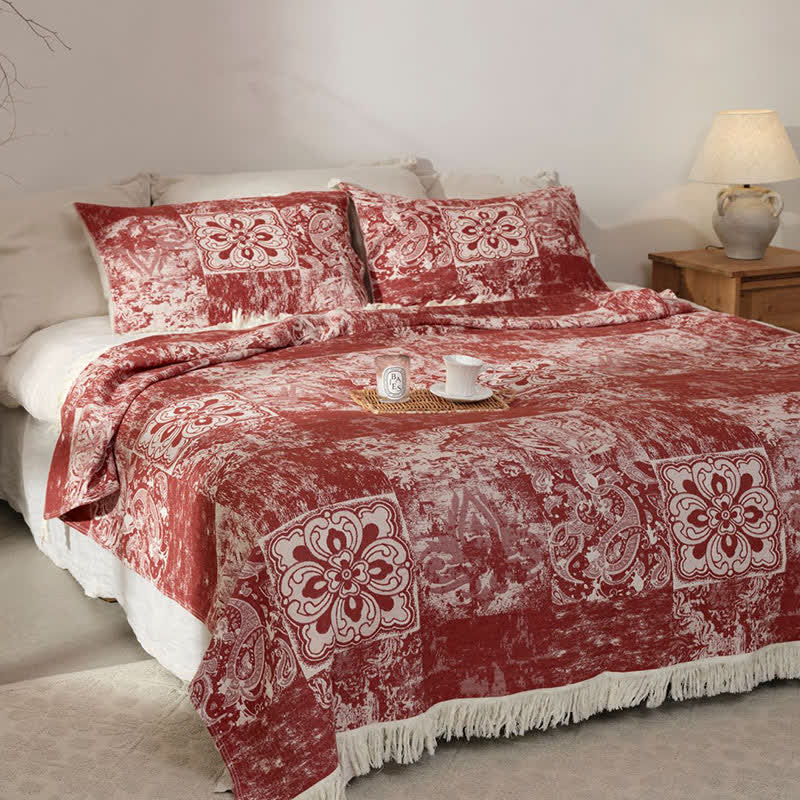 Trapunta con nappe morbide in garza di puro cotone in stile etnico