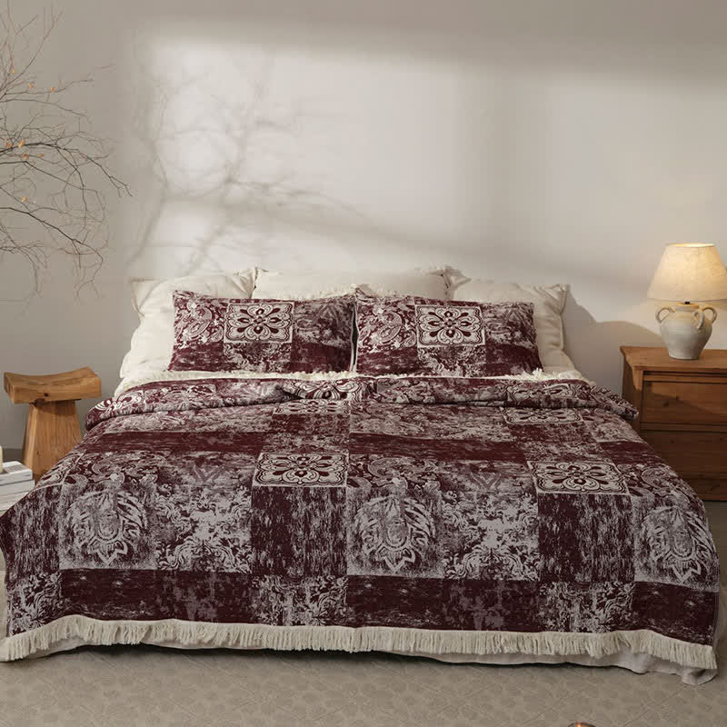 Trapunta con nappe morbide in garza di puro cotone in stile etnico