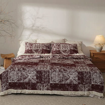 Trapunta con nappe morbide in garza di puro cotone in stile etnico