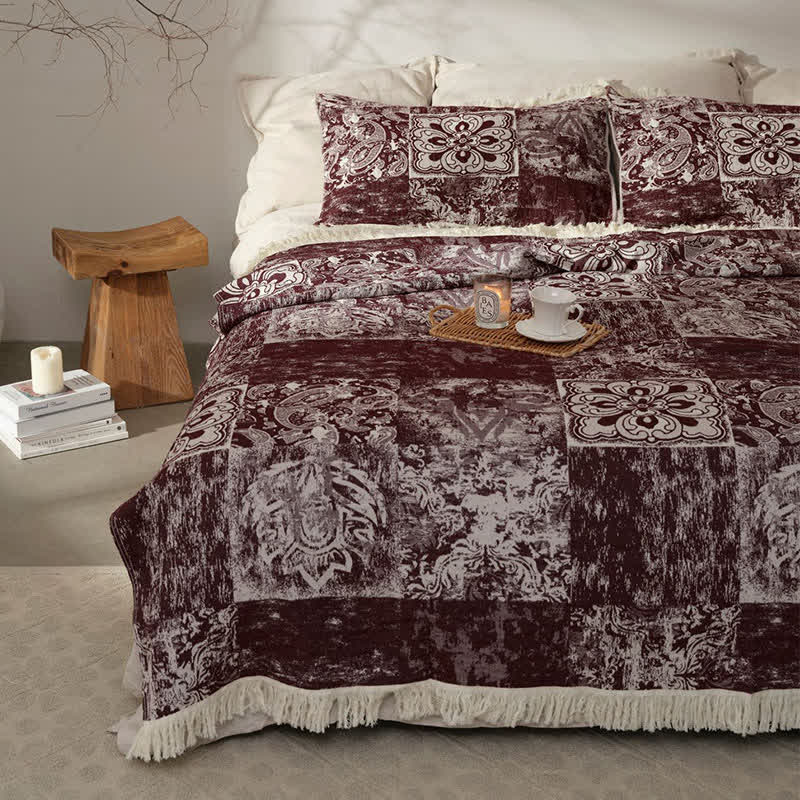Trapunta con nappe morbide in garza di puro cotone in stile etnico