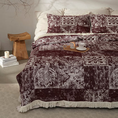 Trapunta con nappe morbide in garza di puro cotone in stile etnico
