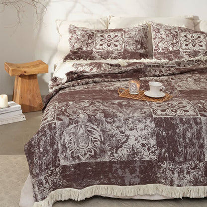 Trapunta con nappe morbide in garza di puro cotone in stile etnico