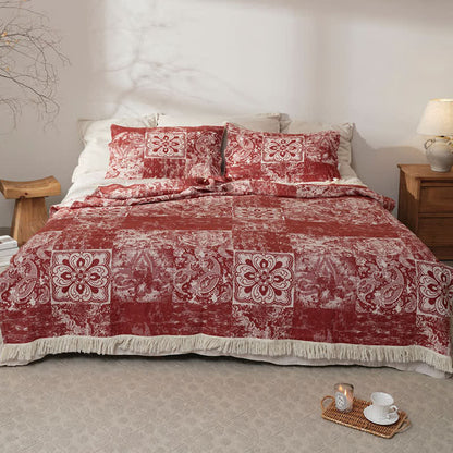 Trapunta con nappe morbide in garza di puro cotone in stile etnico