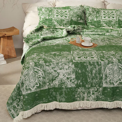 Trapunta con nappe morbide in garza di puro cotone in stile etnico