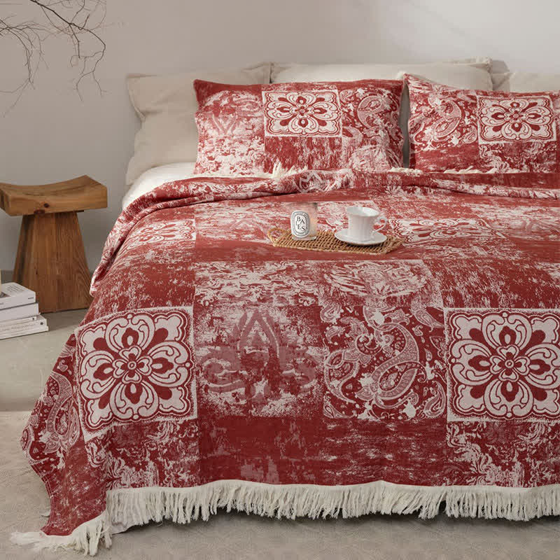 Trapunta con nappe morbide in garza di puro cotone in stile etnico