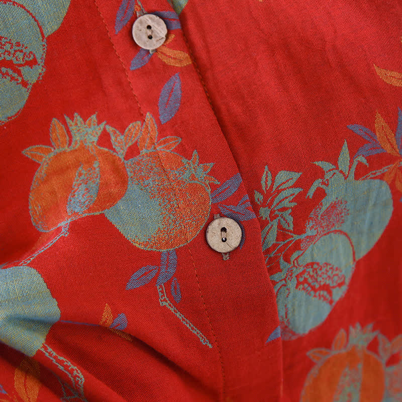 Pigiama vintage in jacquard di cotone tinto in filo con motivo a fiori di melograno