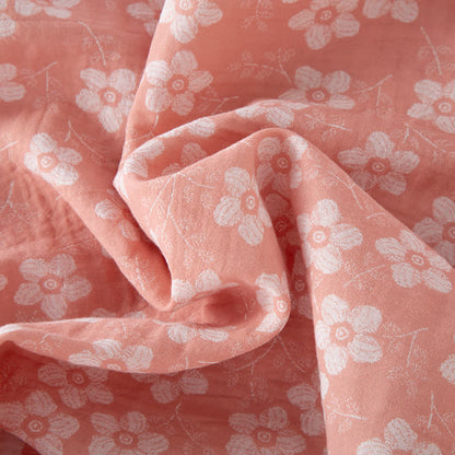 Pigiama in cotone tinto in filo jacquard con motivo floreale retrò