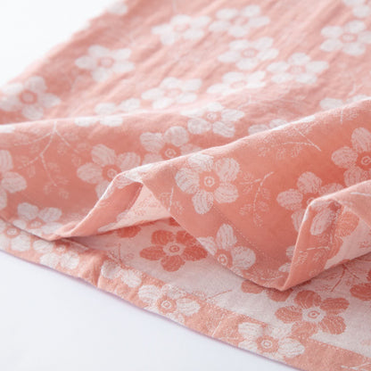 Pigiama in cotone tinto in filo jacquard con motivo floreale retrò