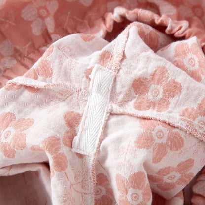 Pigiama in cotone tinto in filo jacquard con motivo floreale retrò