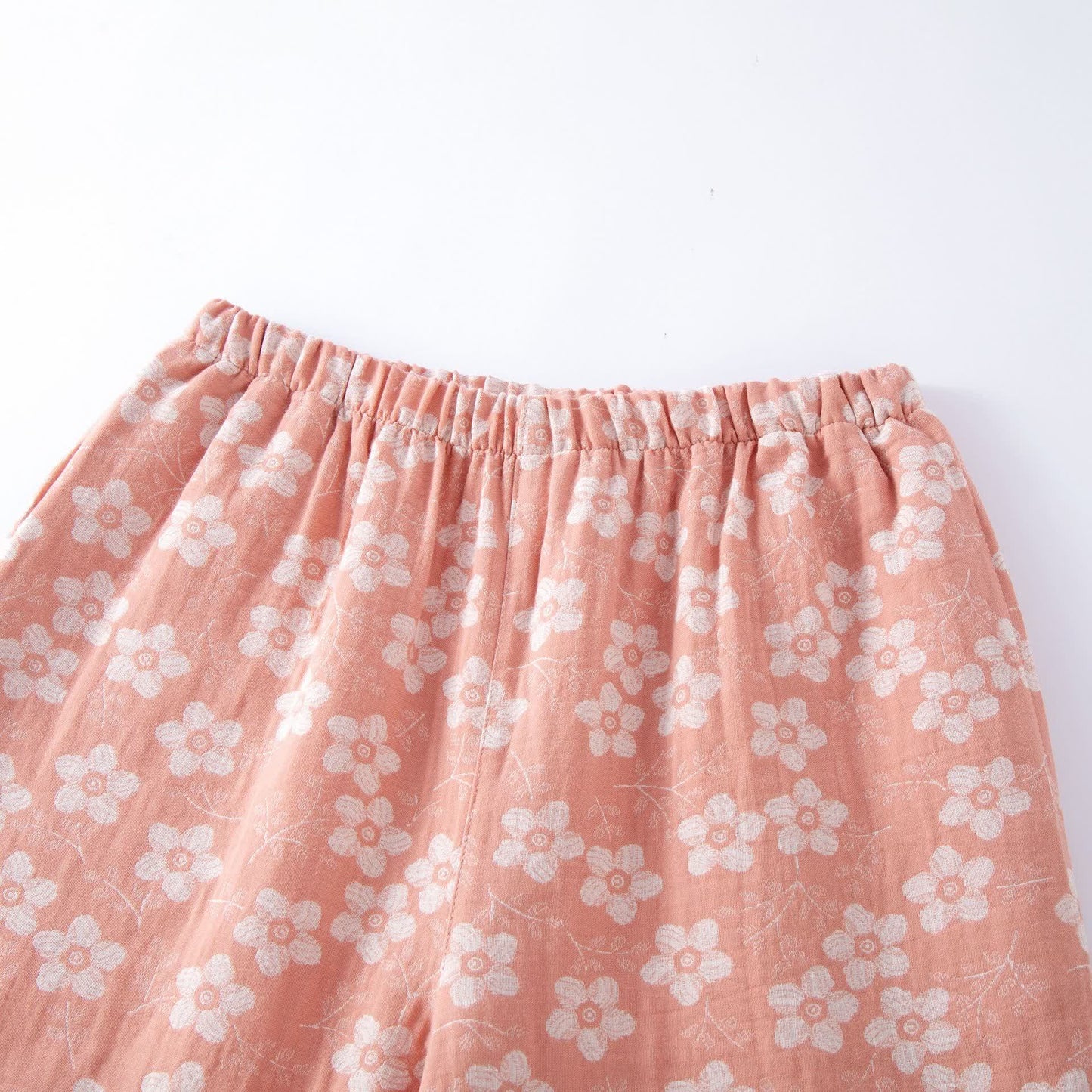Pigiama in cotone tinto in filo jacquard con motivo floreale retrò