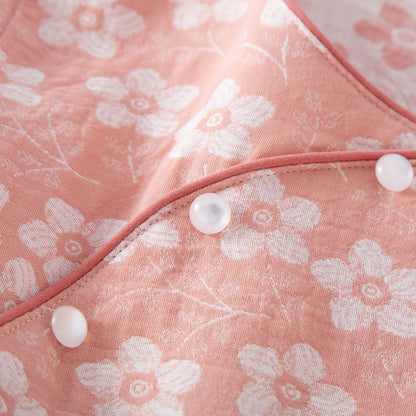 Pigiama in cotone tinto in filo jacquard con motivo floreale retrò