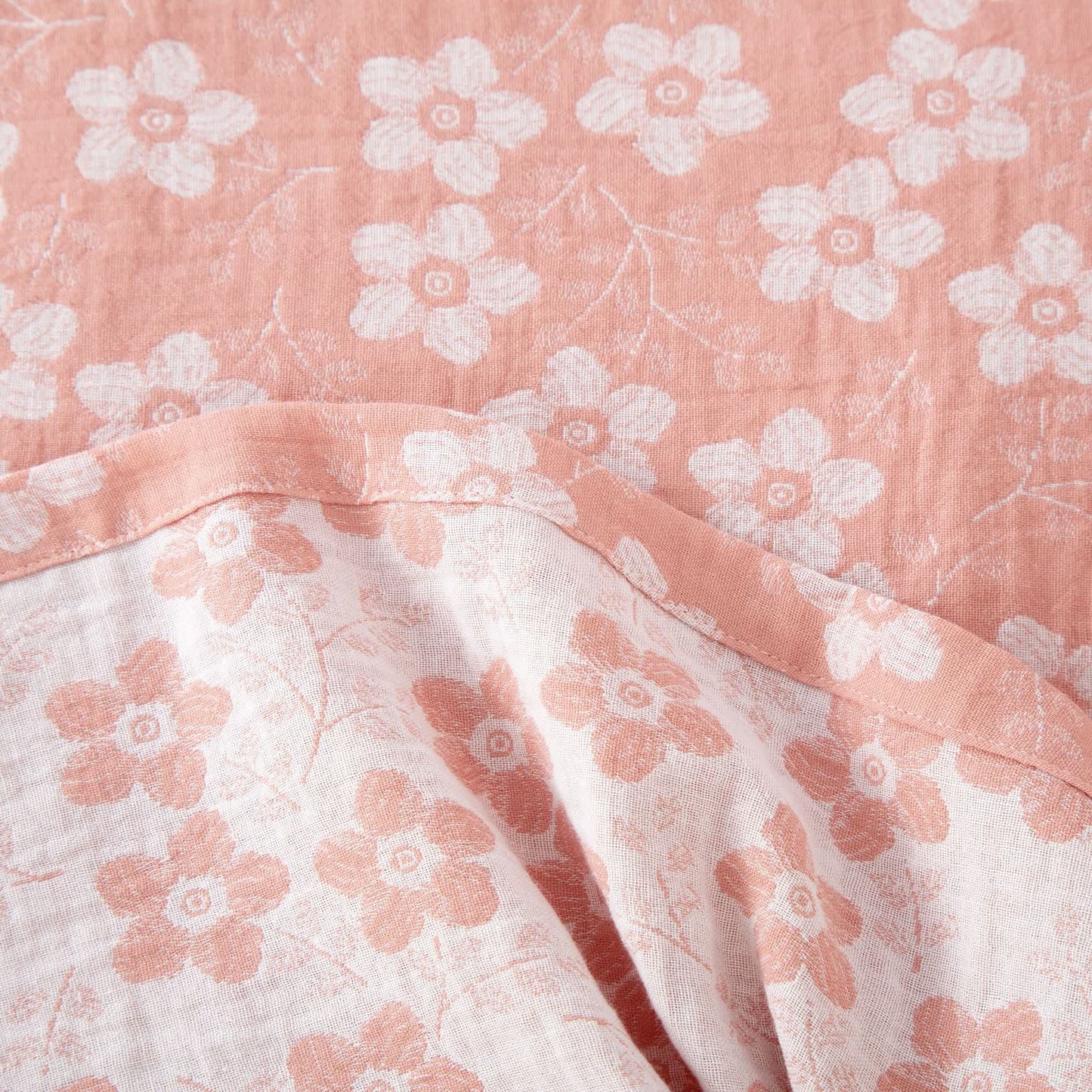 Pigiama in cotone tinto in filo jacquard con motivo floreale retrò