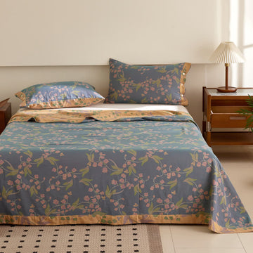 Copriletto reversibile in cotone Campanula a doppio strato tinto in filo jacquard