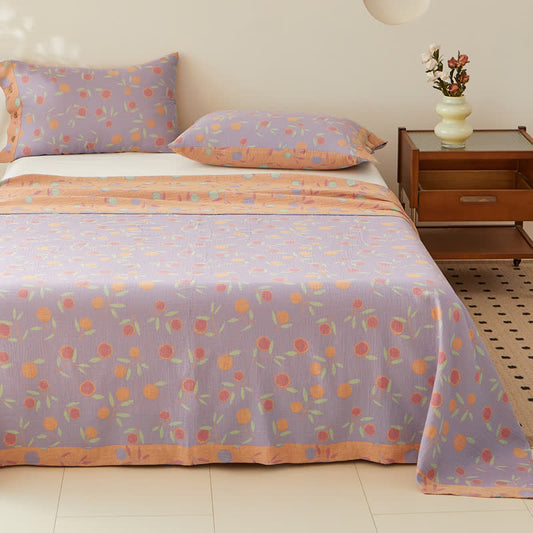 Copriletto reversibile in jacquard tinto in filo a doppio strato di cotone arancione