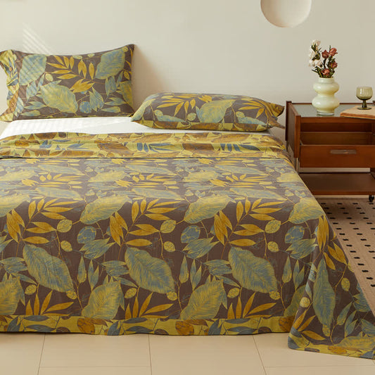 Copriletto reversibile in cotone a doppio strato tinto in filo jacquard