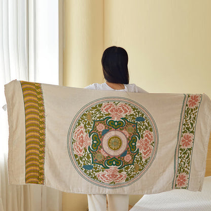 Elegante asciugamano da bagno assorbente in garza di puro cotone floreale