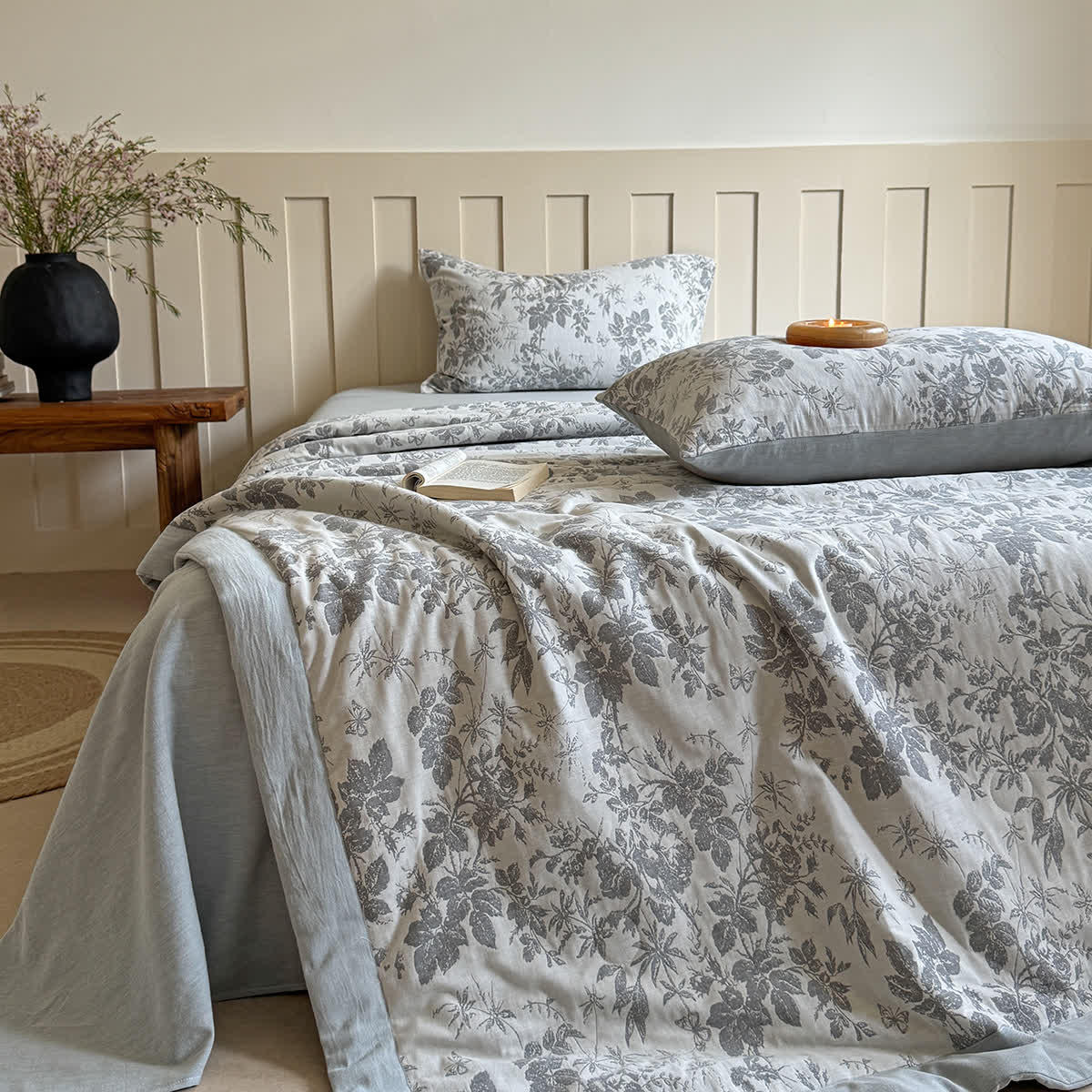 Elegante trapunta estiva in jacquard tinto in filo di cotone vegetale
