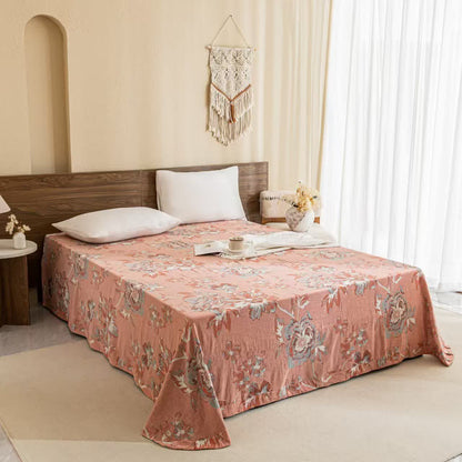 Set di biancheria da letto reversibile con bottoni in garza di cotone floreale (4 pezzi)