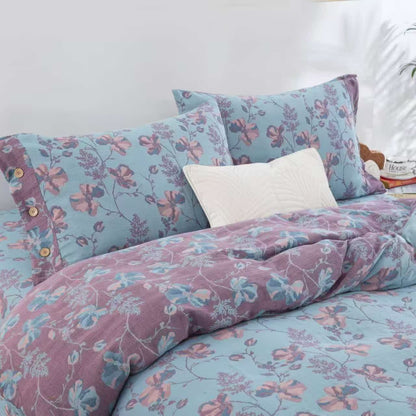 Set di biancheria da letto in garza di cotone Blooming Flowers (4 pezzi)