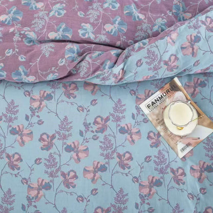Set di biancheria da letto in garza di cotone Blooming Flowers (4 pezzi)