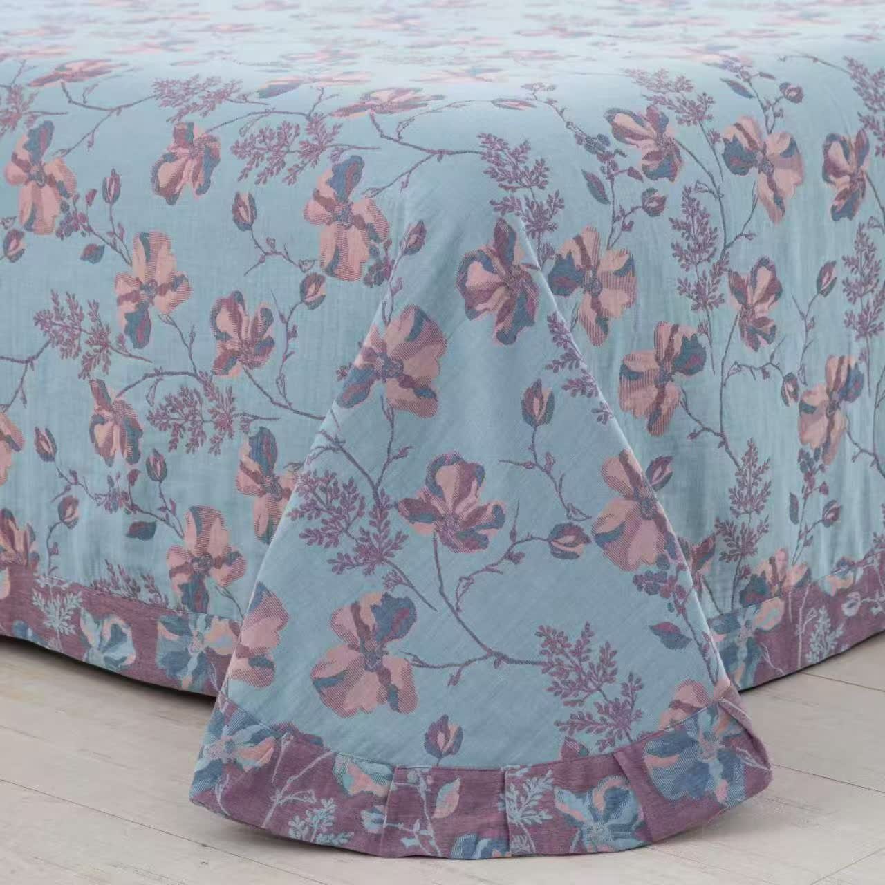 Set di biancheria da letto in garza di cotone Blooming Flowers (4 pezzi)