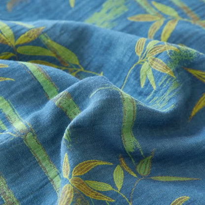 Set di biancheria da letto reversibile in garza di cotone con pianta di bambù (4 pezzi)