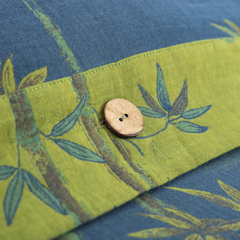 Set di biancheria da letto reversibile in garza di cotone con pianta di bambù (4 pezzi)