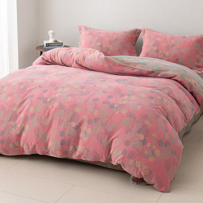 Set di biancheria da letto reversibile in garza di cotone stile pastorale (4 pezzi)