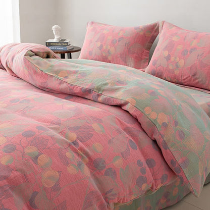 Set di biancheria da letto reversibile in garza di cotone stile pastorale (4 pezzi)