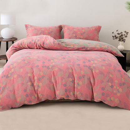 Set di biancheria da letto reversibile in garza di cotone stile pastorale (4 pezzi)