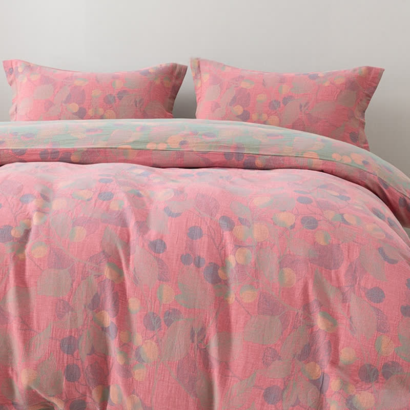 Set di biancheria da letto reversibile in garza di cotone stile pastorale (4 pezzi)