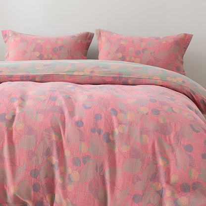 Set di biancheria da letto reversibile in garza di cotone stile pastorale (4 pezzi)