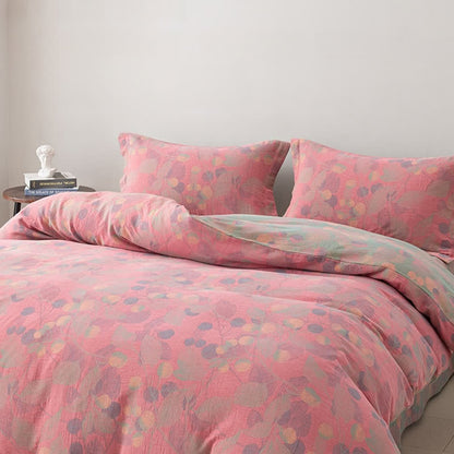 Set di biancheria da letto reversibile in garza di cotone stile pastorale (4 pezzi)