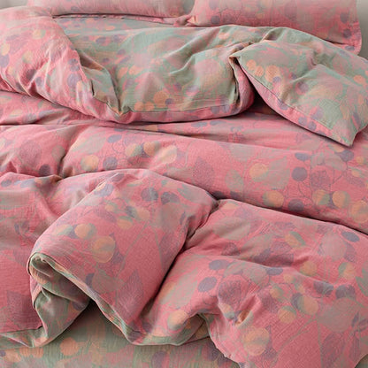 Set di biancheria da letto reversibile in garza di cotone stile pastorale (4 pezzi)