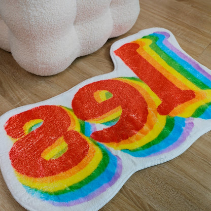 Tappetino da bagno antiscivolo in morbido pile con lettere arcobaleno