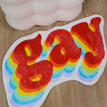 Tappetino da bagno antiscivolo in morbido pile con lettere arcobaleno