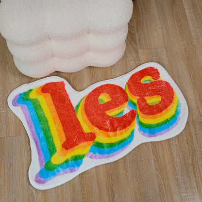 Tappetino da bagno antiscivolo in morbido pile con lettere arcobaleno