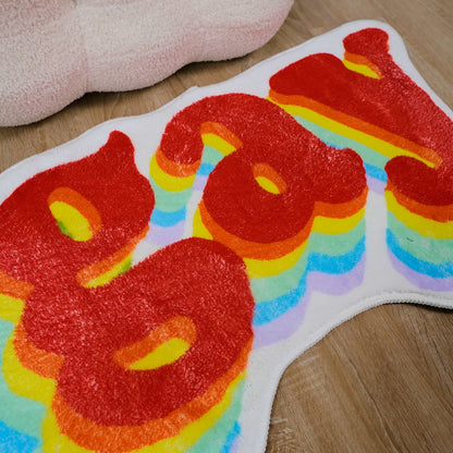 Tappetino da bagno antiscivolo in morbido pile con lettere arcobaleno