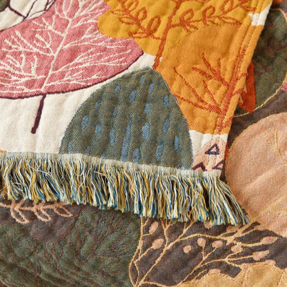 Coperta reversibile in garza di cotone con foglia d'acero