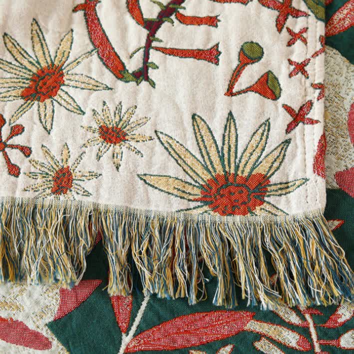 Coperta reversibile in garza di cotone con stampa pino