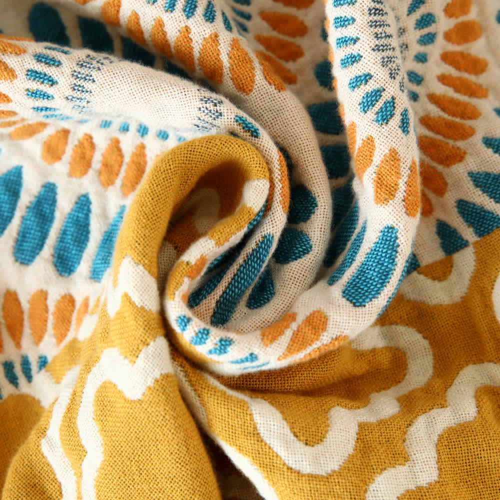 Coperta reversibile in garza di cotone a righe floreali