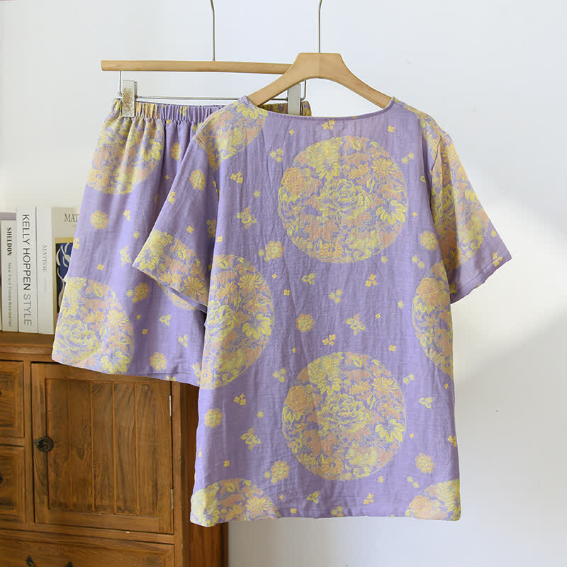 Pigiama in garza di cotone con scollo a V Vintage Blossom