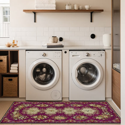 Tappeto da cucina antiscivolo lavabile con motivo floreale retrò