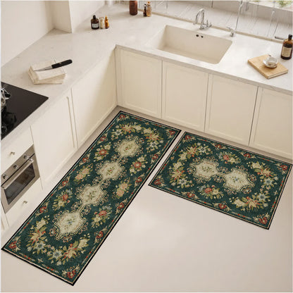 Tappeto da cucina antiscivolo lavabile con motivo floreale retrò