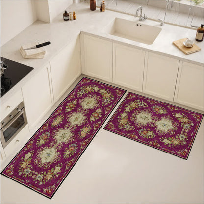 Tappeto da cucina antiscivolo lavabile con motivo floreale retrò